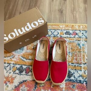New Soludos Red Flat Espadrille - Size 8